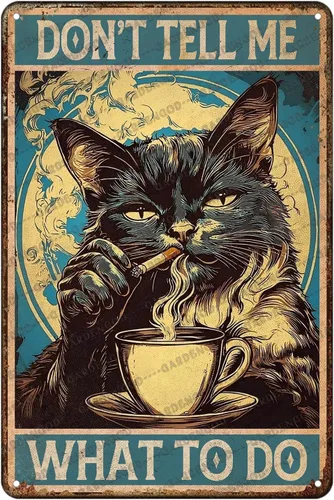 Vista 29 de Cartel de metal de café con diseño de perro y cafetería, diseño de pastor australiano, decoración de pared, 12 x 8 pulgadas