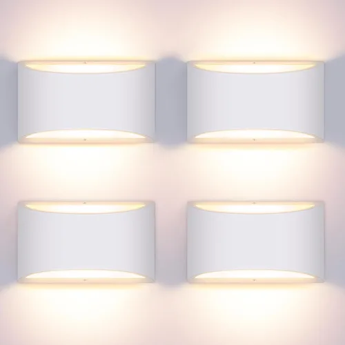Vista 14 de Juego de 2 apliques de pared LED modernos negros con cable para interiores, luces de montaje en pared arriba y abajo, para sala de estar