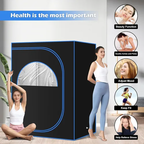 Vista 5 de Tienda de campaña portátil para sauna de vapor para 2 personas, terapia de cuerpo completo de gran tamaño, spa en casa, tienda de campaña de saunas