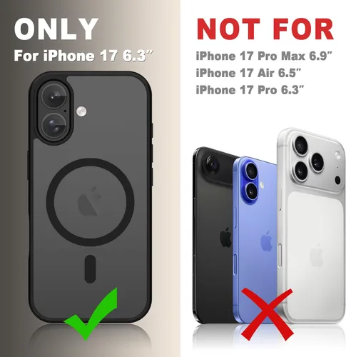 Vista 1303 de Funda para Google Pixel 10 Pro XL, cubierta magnética mate, color negro Fit for MagSafe, Screen Protector included, Shockproof Military Grade