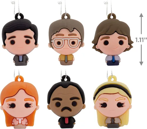 Vista 5 de Adornos de Navidad colgantes Hallmark The Office, miniaturas, juego de 6, plástico