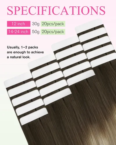 Vista 99 de YoungSee Extensiones de Cabello Humano con Cinta Balayage Extensiones de Cabello con Cinta Marrón Oscuro Extensiones de Cabello con Cinta Ombre