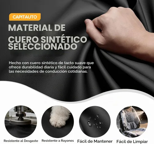 Vista 3 de CAPITAUTO Juego completo de fundas de asiento de automóvil, fundas de asiento negras para automóvil con soporte lumbar, fundas de asiento