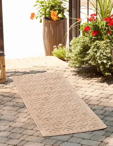 Vista 21 de Unique Loom Outdoor Trellis Textured Collection - Alfombra espacial (2 x 3 pies, rectangular, aguamarina y marfil)