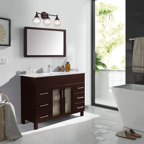 Vista 9 de Chloe Lighting Milo - Accesorio de tocador de baño de bronce aceitado de 3 luces de transición de 24 pulgadas de ancho
