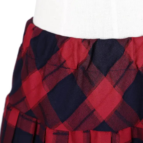 Vista 3 de Falda plisada a cuadros con cintura elástica para mujer, minifalda de uniforme escolar
