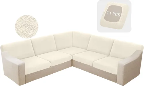 Vista 28 de HDCAXKJ - Fundas impermeables para cojín de sofá modular, fundas elásticas para cojín de sofá de esquina, fundas protectoras de muebles de jacquard