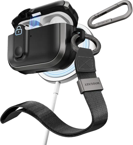 Vista 11 de MAGEASY Odyssey - Funda para AirPods Pro 2, funda resistente para AirPods Pro con bloqueo seguro, clip de mosquetón para protección a prueba