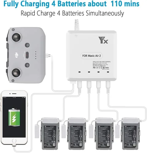 Vista 5 de Taoke para Mavic Air 2 / Air 2S Hub de carga de batería inteligente Cargador de batería múltiple