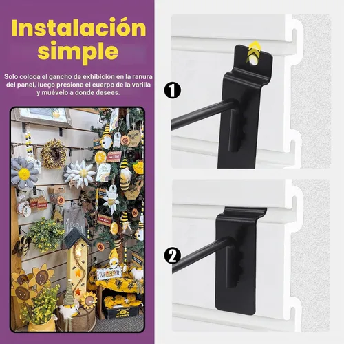 Vista 6 de Swpeet Kit surtido de 20 ganchos de pared resistentes de 2 pulgadas, accesorios Slatwall, ganchos para panel de pizarra, organización de garaje