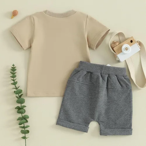 Vista 58 de Conjunto de camiseta de manga corta para bebé niño y niña, camiseta de manga corta, pantalones cortos casuales, ropa para recién nacidos, 6, 12, 18