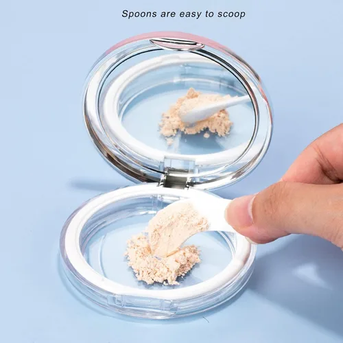 Vista 8 de Recipiente de polvo de maquillaje vacío, contenedor de polvo suelto con soplo, contenedor compacto de plástico reutilizable para polvo suelto