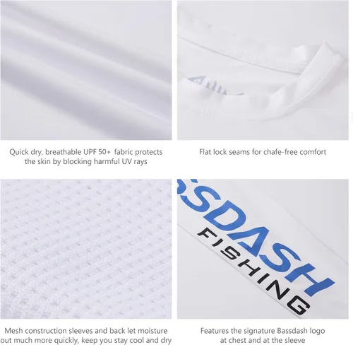 Vista 4 de Bassdash Camiseta de manga larga para hombre ideal para pesca con protección solar ultravioleta UPF 50