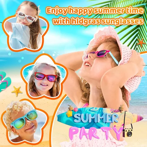 Vista 2 de Paquete de 36 lentes de sol para niños con protección UV400, recuerdos de fiesta para niños y niñas de 3 a 8 años, bolsas de regalo de neón