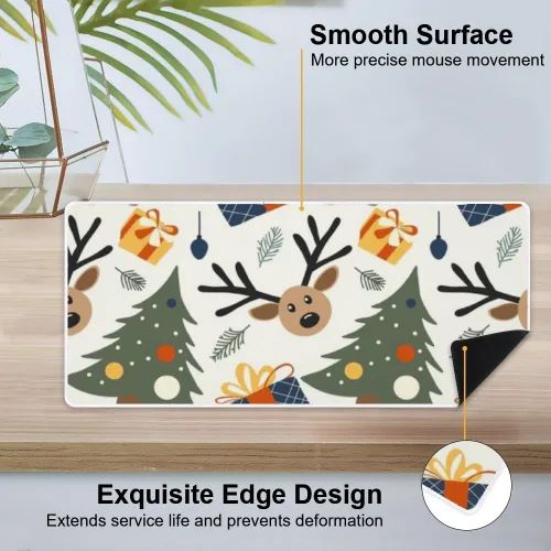 Vista 4 de Lovely Christmas Tree Mouse Pad Large Gaming Desk Mat with Non- Slip Rubber Base Smooth Face Table Protector Mat Desk Cover Work Office Decor for