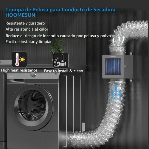 Vista 7 de HOOMESUN Trampa de pelusa para conductos de secadora, kit de ventilación de secadora interior con manguera de ventilación de secadora de 4 pulgadas
