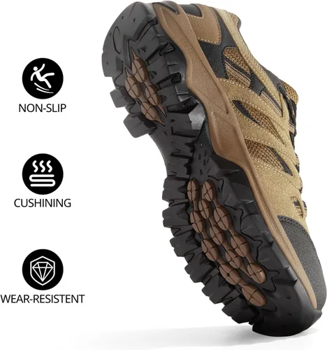 Vista 2 de CAMELSPORTS Zapatos de senderismo para hombre, zapatos de senderismo para hombre, tenis de senderismo ligeros de malla de cuero al aire libre