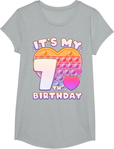 Vista 49 de Pop-it Birthday Girl 7 años de edad, Push it Pop Fidget Bubble Camiseta, Negro