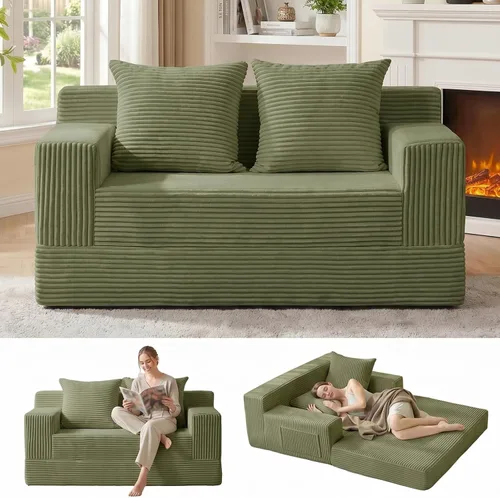 Vista 20 de Sofá cama convertible sin hueso de gran tamaño, sofá cama futón plegable, sofá cama tamaño Queen, sofá plegable sin hueso, sofá cama extraíble