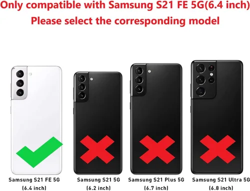 Vista 3 de NUFR Funda resistente para Samsung Galaxy S21 FE 5G, protección de grado militar, a prueba de golpes, a prueba de caídas, a prueba de polvo, (negro)