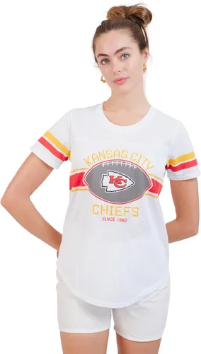 Vista 8 de Ultra Game Women's NFL Official Soft Mesh Varsity Stripe T-Shirt