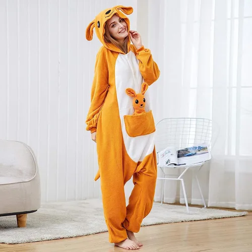 Vista 2 de Lizxun Disfraz de canguro para Halloween, Navidad, rendimiento de manga larga, sudadera con capucha suelta con cola