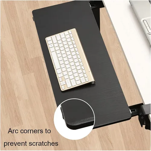 Vista 2 de Y&J Estante extensor de escritorio, plataforma ergonómica ajustable para teclado, cajón deslizante para teclado, instalación sin perforaciones, 19.7