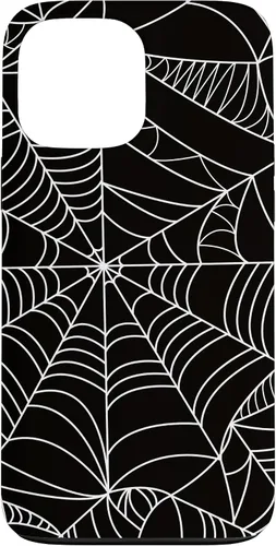 Vista 23 de iPhone 12/12 Pro blanco y negro araña web Único estuche de Halloween de Artsy moderno