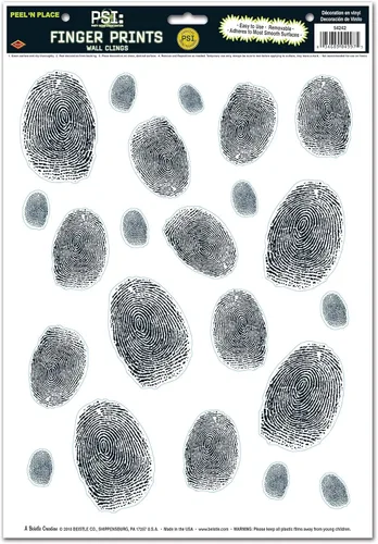Vista 6 de Beistle 54242 - 22 piezas de huellas dactilares para pared, 1 lámina, 12 x 17 pulgadas, negro/blanco