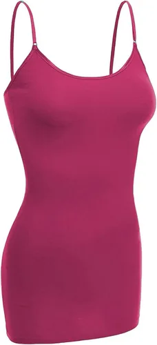 Vista 96 de Emmalise Camisola larga casual básica para mujer, con tirantes ajustables, top en capas