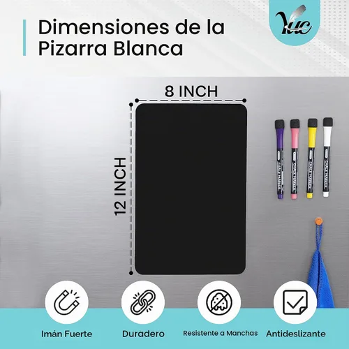 Vista 7 de Pizarra negra pequeña de borrado en seco de 12 x 8 pulgadas, pizarra para nevera, magnética