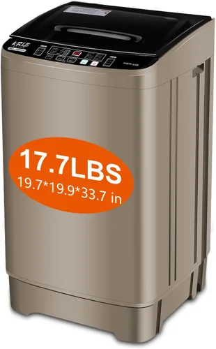 Vista 9 de Krib Bling Lavadora completamente automática de 17.7 libras con pantalla LED, lavadora de lavandería compacta portátil con bomba de drenaje, 10 Gris