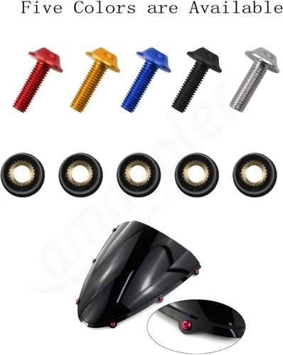 Vista 4 de Kit de tornillos de 10 tornillos para parabrisas de motocicleta, tornillos universales CNC para parabrisas de motocicleta, funciona en parabrisas