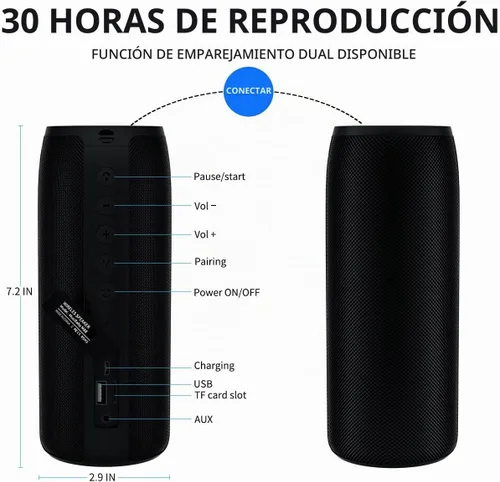 Vista 5 de Altavoz Bluetooth, altavoces Bluetooth MusiBaby M88, altavoz inalámbrico, altavoces Bluetooth inalámbricos, doble emparejamiento, Bluetooth 5.0