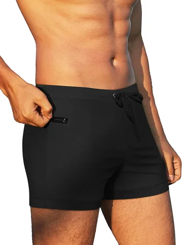 Vista 2 de COOFANDY Traje de baño para hombre con bolsillos con cremallera
