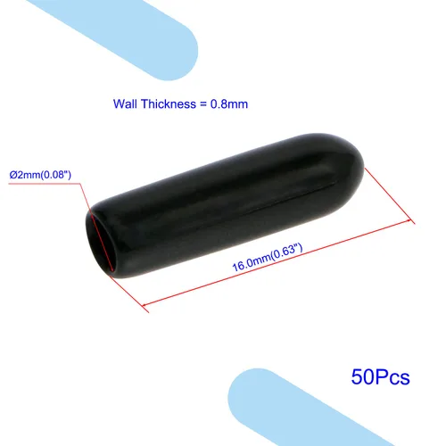 Vista 2 de Cubierta de tapa de extremo redondo de goma 0.08 pulgadas (0.079 in), protectores de rosca de tornillo de PVC flexible de tubería de tubería