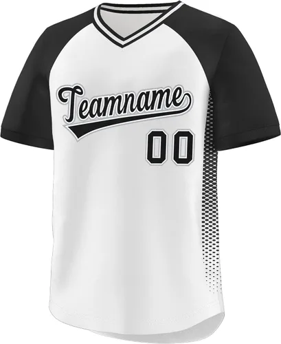 Vista 6 de Camiseta de béisbol personalizada con cuello en V para hombres, mujeres y jóvenes, camisetas de béisbol personalizadas con costuras o estampadas
