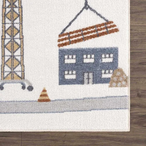 Vista 7 de Hauteloom Olwen - Alfombra lavable a máquina, para habitación de niños, guardería, sala de juegos, carretera, vehículos de construcción, color gris