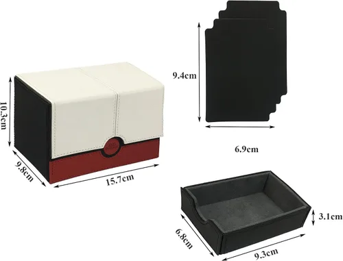 Vista 2 de Commander - Caja de cubierta para tarjetas PTCG MTG, se adapta a más de 150 tarjetas de doble manga con 2 divisores, 6 imanes fuertes, funda
