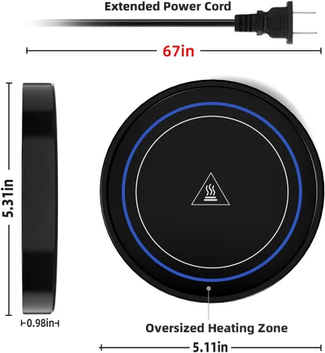 Vista 4 de Calentador de taza de café, calentadores de bebidas eléctricos para uso en escritorio de oficina y hogar, posavasos inteligente con termostato