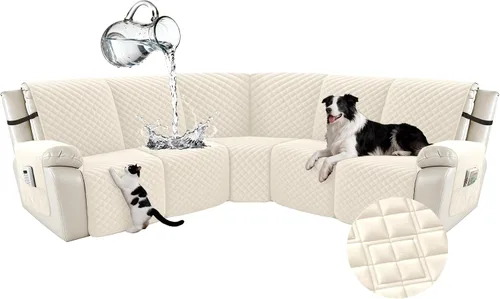 Vista 102 de Arfntevss Fundas para sofá seccional reclinable para sofá seccional en forma de L, funda antideslizante lavable para sofá reclinable con forma de L