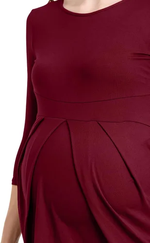 Vista 56 de LaClef - Blusa de maternidad para mujer, cuello redondo, manga 3/4, plisada al frente, estilo peplum