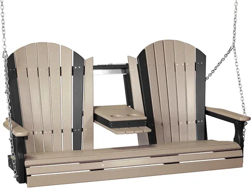 Vista 29 de LuxCraft Adirondack - Columpio colgante para porche delantero de 5 pies con consola abatible, asientos hasta 3, banco de columpio de patio al aire