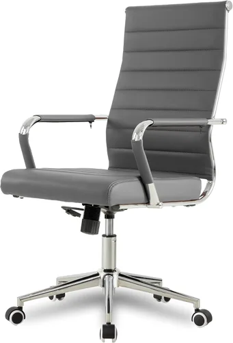 Vista 9 de Okeysen Office Desk Chair, Ergonomic Leather Modern Conference Room Chairs, Executive Ribbed Height Adjustable Swivel Rolling Chair for Home Office