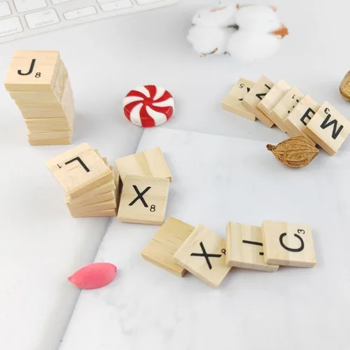 Vista 5 de GXXMEI 1000 piezas de fichas de letras de madera, letras mayúsculas de la A a la Z para manualidades, ortografía, fichas de reemplazo