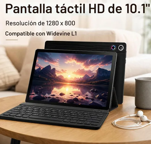 Vista 5 de Jeazans Tablet Android 16 de 10.1 pulgadas, paquete de tableta 2 en 1 con teclado, mouse inalámbrico, lápiz capacitivo, funda de cuero, cámara