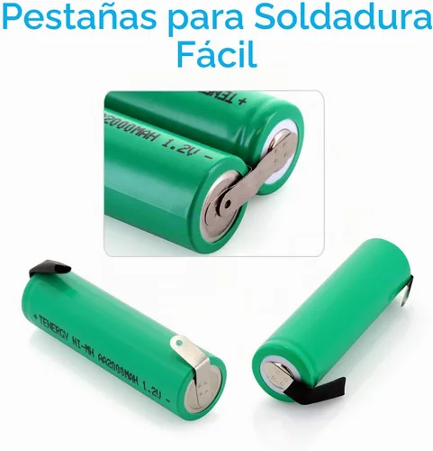 Vista 5 de Tenergy AA 1.2V NiMH 2000mAh Pilas AA recargables con parte superior plana con pestañas, paquete de 48