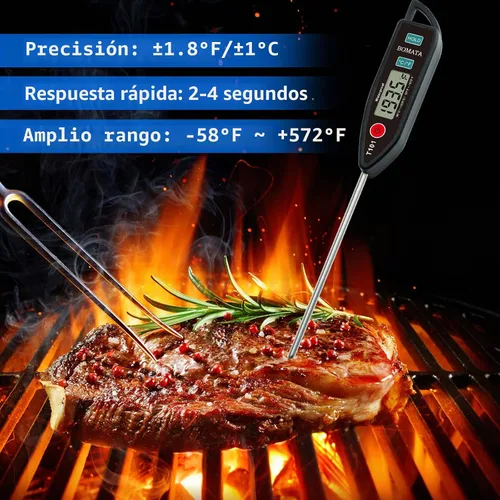 Vista 3 de BOMATA Termómetro digital para agua, líquido, vela y cocina. Termómetro de lectura instantánea para alimentos, resistente al agua IPX7 con sonda