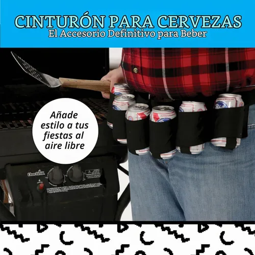 Vista 2 de Big Mouth Toys - Cinturones de latas de cerveza, Algodón, Negro, talla única