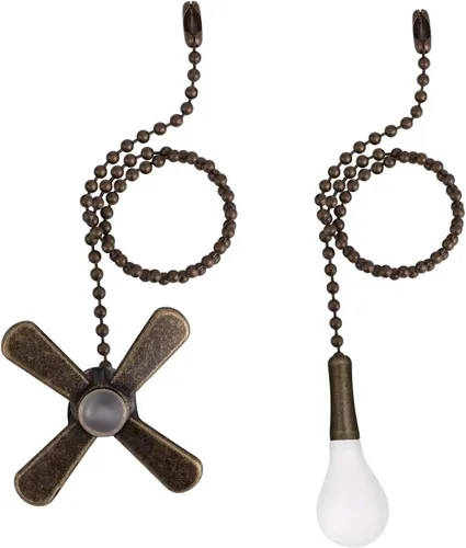 Vista 7 de Extensor de cadena para ventilador de techo, extra largo con bombilla decorativa de vidrio esmerilado y cable de ventilador, se adapta a todos
